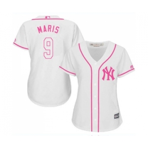 Women's New York Yankees #9 Roger Maris Authentic White Fashion Cool Base Baseball Jersey