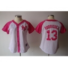 women mlb jerseys new york yankees #13 rodriguez white pink[2012]
