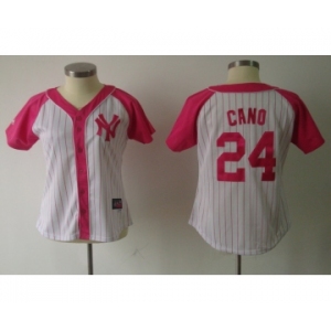 women mlb jerseys new york yankees #24 cano white pink[2012]