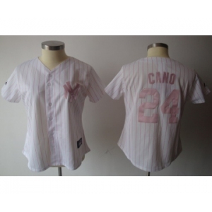 women mlb jerseys new york yankees #24 cano white[pink strip]