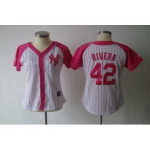 women mlb jerseys new york yankees #42 rivera white pink[2012]
