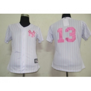 women mlb new york yankees #13 rodriguez white[pink strip]
