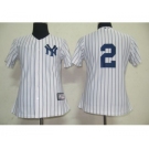 women mlb new york yankees #2 derek jeter white [black strip]