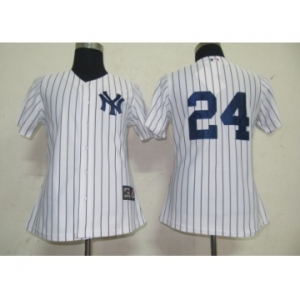 women mlb new york yankees #24 robinson cano white[black strip]