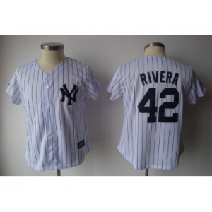 women mlb new york yankees #42 rivera white[black strip]