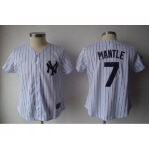 women mlb new york yankees #7 mantle white[black strip]