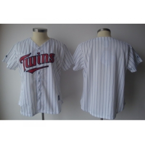 MLB Women Jerseys Minnesota Twins blank White[blue strip]