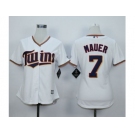 MLB Women Minnesota Twins #7 Joe Mauer White jerseys