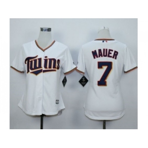 MLB Women Minnesota Twins #7 Joe Mauer White jerseys