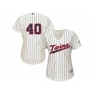 Women Majestic Minnesota Twins #40 Bartolo Colon Authentic Cream Alternate Cool Base MLB Jersey