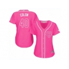 Women Majestic Minnesota Twins #40 Bartolo Colon Authentic Pink Fashion Cool Base MLB Jersey