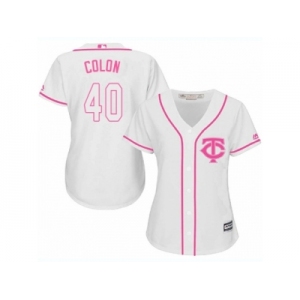 Women Majestic Minnesota Twins #40 Bartolo Colon Replica White Fashion Cool Base MLB Jersey