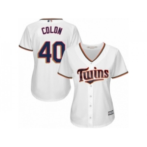 Women Majestic Minnesota Twins #40 Bartolo Colon Replica White Home Cool Base MLB Jersey