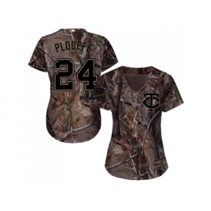 Women Minnesota Twins #24 Trevor Plouffe Camo Realtree Collection Cool Base Stitched MLB Jersey