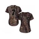 Women Minnesota Twins #7 Joe Mauer Camo Realtree Collection Cool Base Stitched MLB Jersey