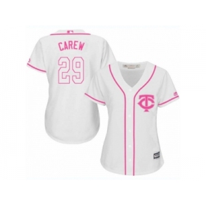 Women's Majestic Minnesota Twins #29 Rod Carew Replica White Fashion Cool Base MLB Jersey