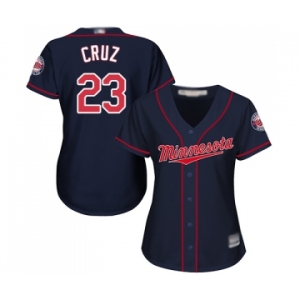 Women's Minnesota Twins #23 Nelson Cruz Authentic Navy Blue Alternate Road Cool Base Baseball Jersey