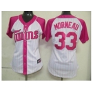 women mlb minnesota twins #33 morneau white pink[2012]