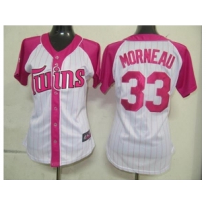 women mlb minnesota twins #33 morneau white pink[2012]