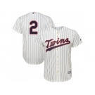 Youth Minnesota Twins #2 Brian Dozier Cream Strip Cool Base Stitched MLB Jersey