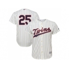 Youth Minnesota Twins #25 Byron Buxton Cream Strip Cool Base Stitched MLB Jersey