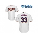 Youth Minnesota Twins #33 Justin Morneau White Cool Base Stitched MLB Jersey