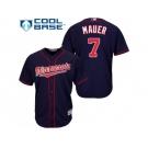 Youth Minnesota Twins #7 Joe Mauer Stitched Navy Blue Cool Base MLB Jersey