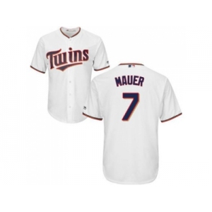 Youth Minnesota Twins #7 Joe Mauer White Cool Base Stitched MLB Jersey