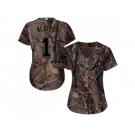 Women Atlanta Braves #1 Ozzie Albies Camo Realtree Collection Cool Base Stitched MLB Jersey