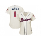 Women Atlanta Braves #1 Ozzie Albies Cream Alternate Stitched MLB Jersey