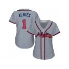 Women Atlanta Braves #1 Ozzie Albies Grey Road Stitched MLB Jersey