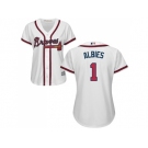 Women Atlanta Braves #1 Ozzie Albies White Home Stitched MLB Jersey