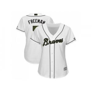 Women Atlanta Braves #5 Freddie Freeman White 2018 Memorial Day Cool Base Stitched MLB Jersey