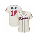 Women Majestic Atlanta Braves #18 Matt Adams Authentic Cream Alternate 2 Cool Base MLB Jersey