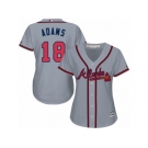 Women Majestic Atlanta Braves #18 Matt Adams Authentic Grey Road Cool Base MLB Jersey
