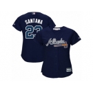 Women Majestic Atlanta Braves #23 Danny Santana Authentic Blue Alternate Road Cool Base MLB Jersey