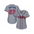 Women Majestic Atlanta Braves #23 Danny Santana Authentic Grey Road Cool Base MLB Jersey