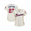 Women Majestic Atlanta Braves #23 Danny Santana Replica Cream Alternate 2 Cool Base MLB Jersey
