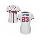 Women Majestic Atlanta Braves #23 Danny Santana Replica White Home Cool Base MLB Jersey