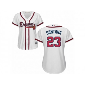 Women Majestic Atlanta Braves #23 Danny Santana Replica White Home Cool Base MLB Jersey