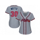 Women Majestic Atlanta Braves #30 Jason Motte Authentic Grey Road Cool Base MLB Jersey