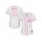 Women Majestic Atlanta Braves #30 Jason Motte Authentic White Fashion Cool Base MLB Jersey