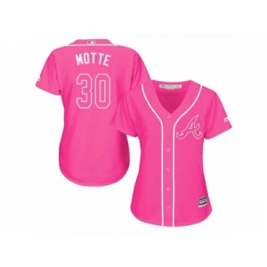 Women Majestic Atlanta Braves #30 Jason Motte Replica Pink Fashion Cool Base MLB Jersey
