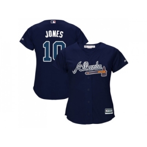 Women's Atlanta Braves #10 Chipper Jones Navy Blue Alternate Stitched MLB Jersey