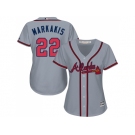 Women's Atlanta Braves #22 Nick Markakis Grey Road Stitched MLB Jersey