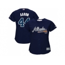Women's Atlanta Braves #44 Hank Aaron Navy Blue Alternate Stitched MLB Jersey