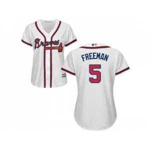 Women's Atlanta Braves #5 Freddie Freeman White Home Stitched MLB Jersey