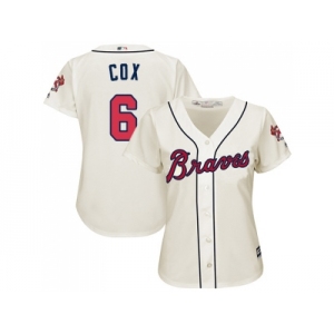 Women's Atlanta Braves #6 Bobby Cox Cream Alternate Stitched MLB Jersey