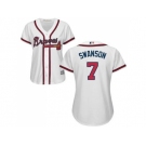 Women's Atlanta Braves #7 Dansby Swanson White Home Stitched MLB Jersey