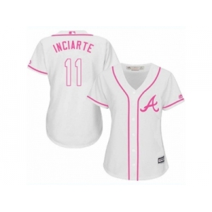 Women's Majestic Atlanta Braves #11 Ender Inciarte Replica White Fashion Cool Base MLB Jersey